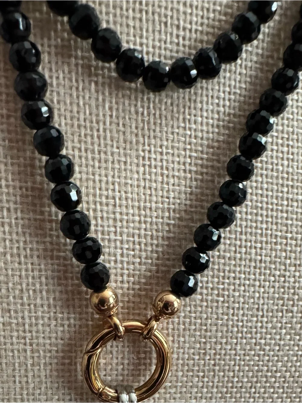 Effy Sterling Silver Faceted Black Necklace w/ CZ Accent Intersection Design